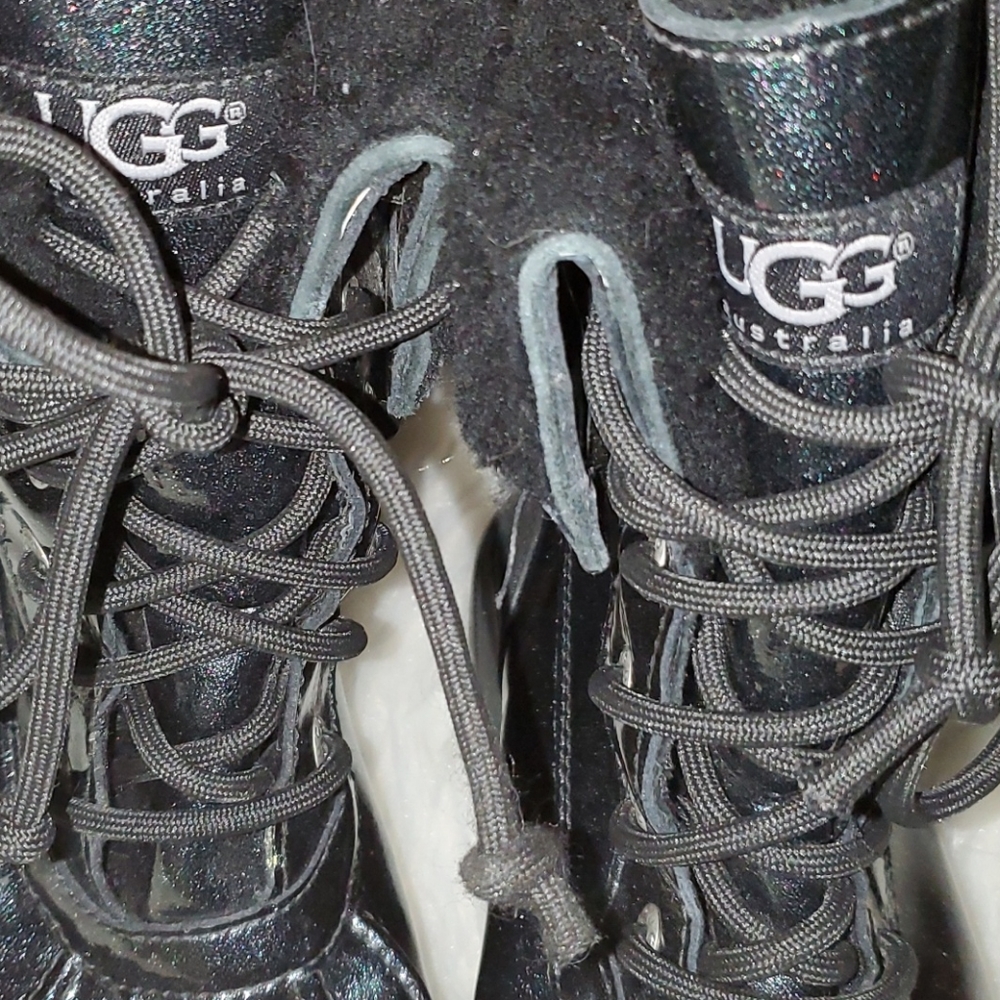 UGG S. 5 Black Leather & Blue Glitter Sides - Picture 14 of 16